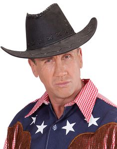 Svart Mocka Cowboy Hatt