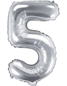 Talet 5 - Silverfärgad 35 cm Folieballong