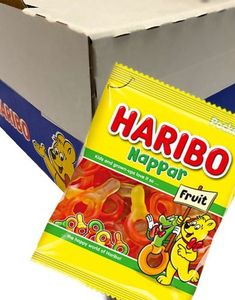 24 Påsar Haribo Fruktnappar / Vingummi - Hel Låda