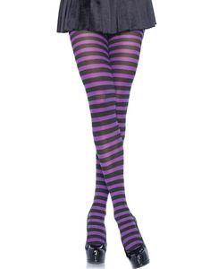 Randig Svart och Lila Strumpbyxa - Plus Size