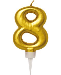 8 Tal - Guldfärgat Tårtljus 11 cm