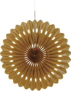 1 st Guldfärgad Dekorationssolfjäder i Silkespapper 40 cm
