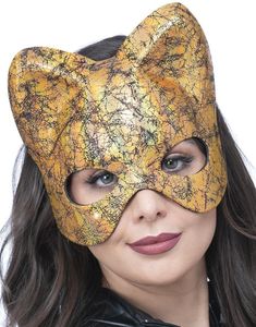 Krakelert Iriserende Gullfarge Kattemaske