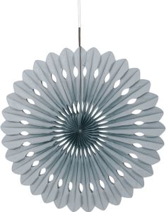 1 st Silverfärgad Dekorationssolfjäder i Silkespapper 40 cm