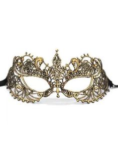 Gullfarget Øyemaske med Heklede Blonder