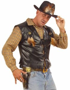 Svart Skinnimiterad Cowboy/Biker Väst