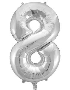 Talet 8 - Silverfärgad JUMBO Folieballong 86 cm