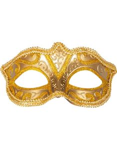 Venetian Gullfarget Øyemaske m/Glitter