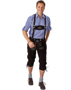 Autentiska Svarta Lederhosen i 100% Kvalitetskinn 
