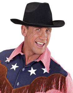 Svart Cowboy Hatt m/Snöre