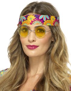 Runda Hippieglasögon med Gult Glas