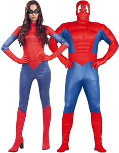 Pardräkt - Spidergirl och Spider-Man Inspirerade Dräkter