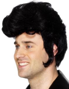 Svart 50-Tals Rockabilly Peruk