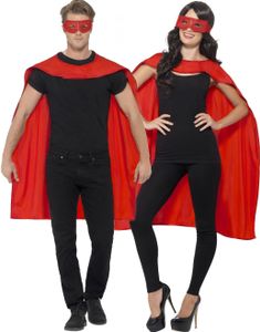 Rött Superhjälte Kit med Kappa och Ögonmask