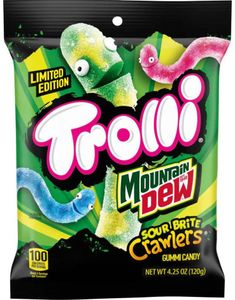 Trolli Sour Brite Crawlers - Mountain Dew - Sur Vingummi 120 g (USA Import)