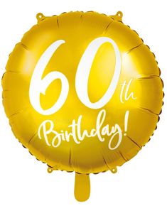 60th Birthday - Rund Guldfärgad Folieballong 45 cm