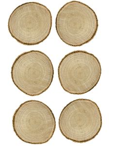 6 stk Runda Bordskort i Trävirke