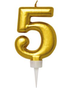 5 Tal - Guldfärgade Tårtljus 11 cm