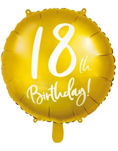 18th Birthday - Rund Guldfärgad Folieballong 45 cm
