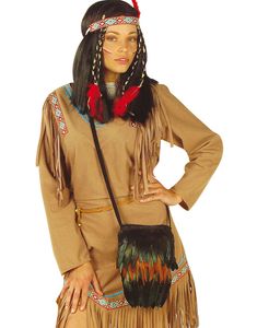 Svart Indian Dräktväska med Fjäder