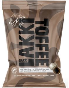 Narr Lakki Toffee - Søt Lakris i Melkesjokolade og Hvit Sjokolade med Toffeesmak 100 gram