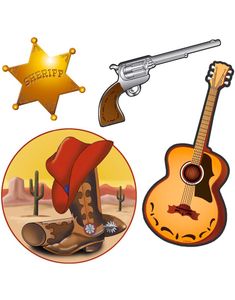 Fyra Väggdekorationer till Cowboyfest